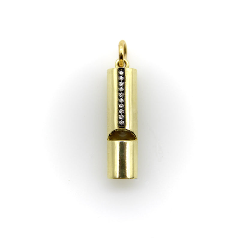 18K Gold Signature Whistle with Diamond Studded Line Pendant, Charm Kirsten's Corner 