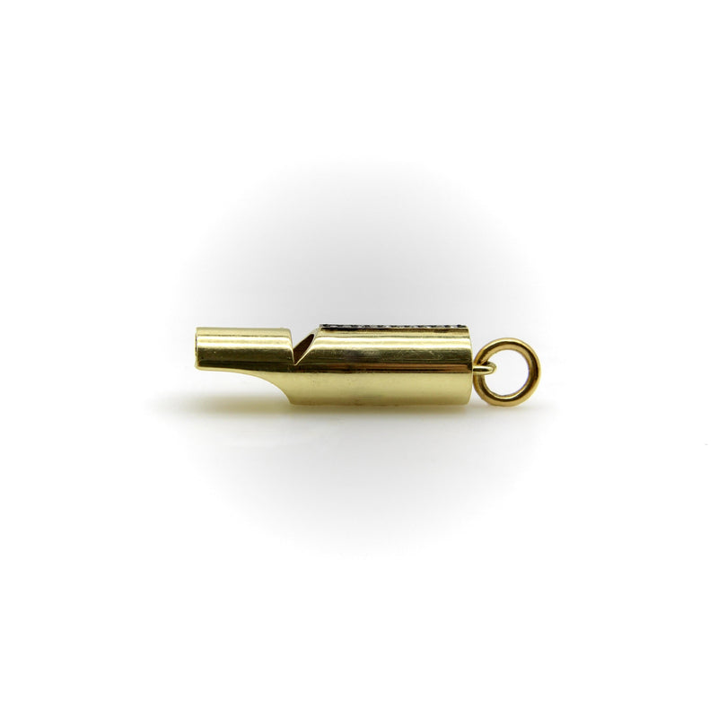 18K Gold Signature Whistle with Diamond Studded Line Pendant, Charm Kirsten's Corner 