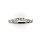 18K White Gold Diamond and Sapphire Art Deco Style Bracelet Bracelet Kirsten's Corner 