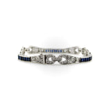 18K White Gold Diamond and Sapphire Art Deco Style Bracelet Bracelet Kirsten's Corner 