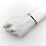 18K White Gold Diamond and Sapphire Art Deco Style Bracelet Bracelet Kirsten's Corner 