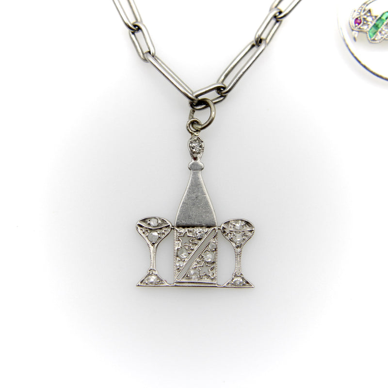 Edwardian Platinum Diamond Encrusted Fanciful Charm Bracelet jewelry Kirsten's Corner 