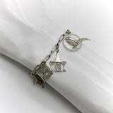 Edwardian Platinum Diamond Encrusted Fanciful Charm Bracelet jewelry Kirsten's Corner 