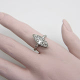 Edwardian Platinum Old European Cut Diamond Navette Shaped Ring RING Kirsten's Corner 