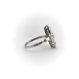 Edwardian Platinum Old European Cut Diamond Navette Shaped Ring RING Kirsten's Corner 