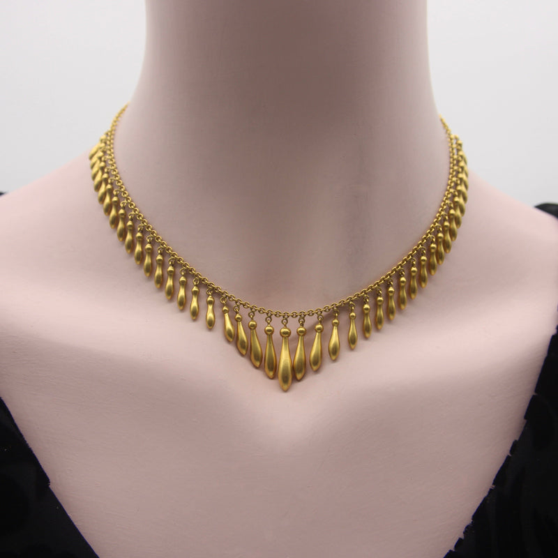 Victorian 14K Gold Graduated Fringe Necklace Necklace Kirsten's Corner 