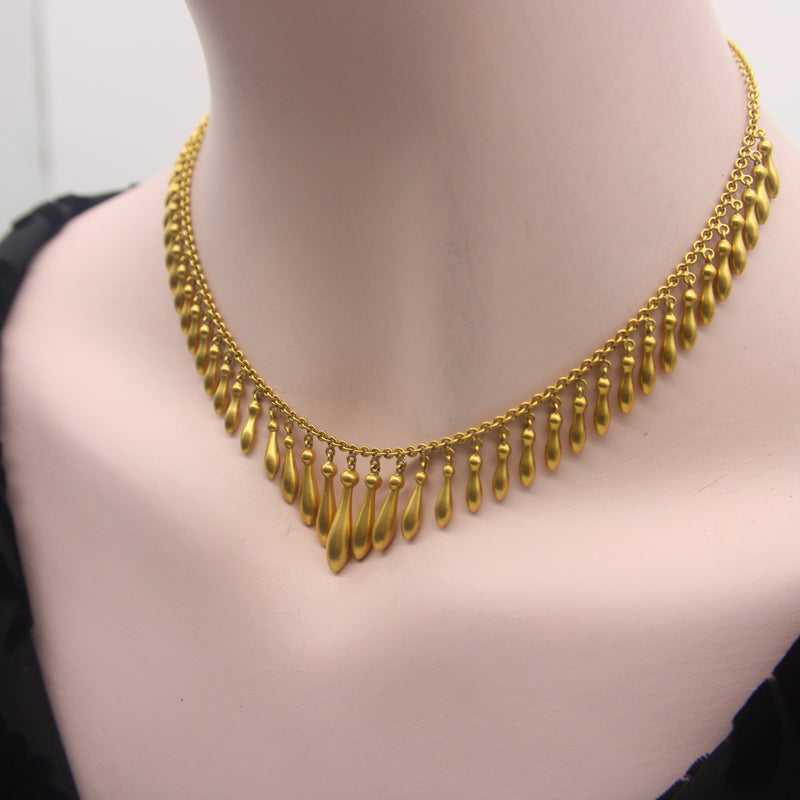 Victorian 14K Gold Graduated Fringe Necklace Necklace Kirsten's Corner 