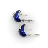 18K White Gold Hidalgo Enamel Fleur-de-lis Diamond Earrings Earrings Kirsten's Corner Jewelry 