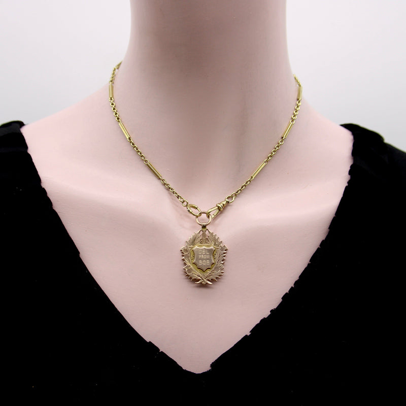 9K Gold Edwardian Sottish Pigeon Match Pendant Award Medal Pendant Kirsten's Corner Jewelry 