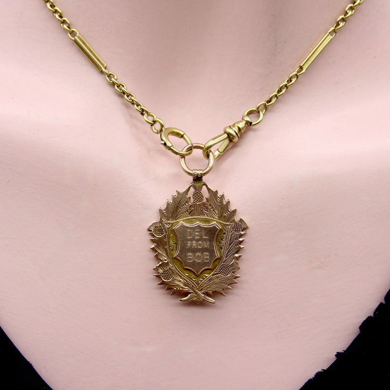 9K Gold Edwardian Sottish Pigeon Match Pendant Award Medal Pendant Kirsten's Corner Jewelry 