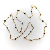 14K Gold Baby Figaro Link Chain with Colorful Enamel Gold Beads jewelry Kirsten's Corner 