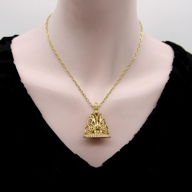 Victorian 14K Gold Elaborate Snake Fob with Carnelian jewelry Kirsten's Corner 