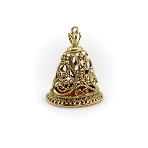 Victorian 14K Gold Elaborate Snake Fob with Carnelian jewelry Kirsten's Corner 