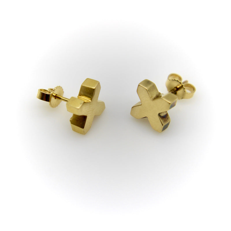 18K Gold Vintage Tiffany & Co. Blocky X Earrings Earrings Kirsten's Corner 