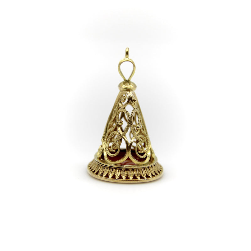 Victorian 14K Gold Elaborate Snake Fob with Carnelian jewelry Kirsten's Corner 