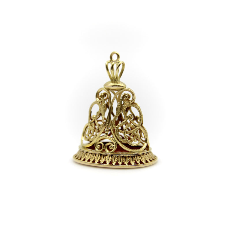 Victorian 14K Gold Elaborate Snake Fob with Carnelian jewelry Kirsten's Corner 