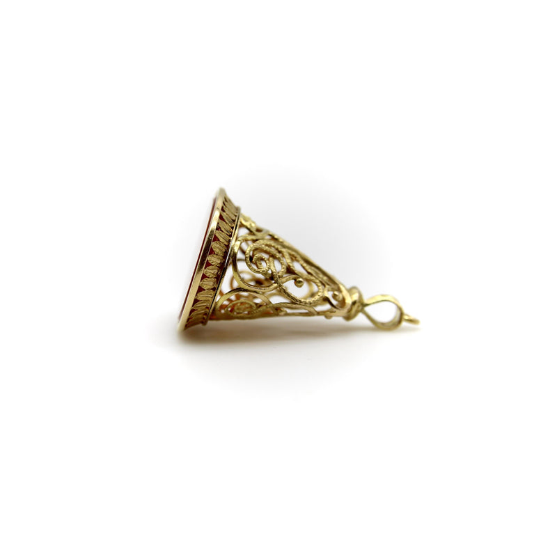 Victorian 14K Gold Elaborate Snake Fob with Carnelian jewelry Kirsten's Corner 