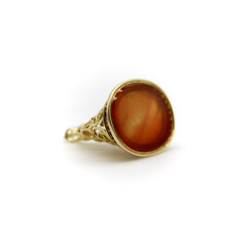 Victorian 14K Gold Elaborate Snake Fob with Carnelian jewelry Kirsten's Corner 
