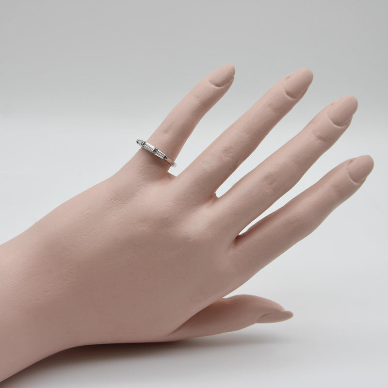 Mid-Century Modern Platinum Diamond Baguette Ring/ Band jewelry Kirsten's Corner 