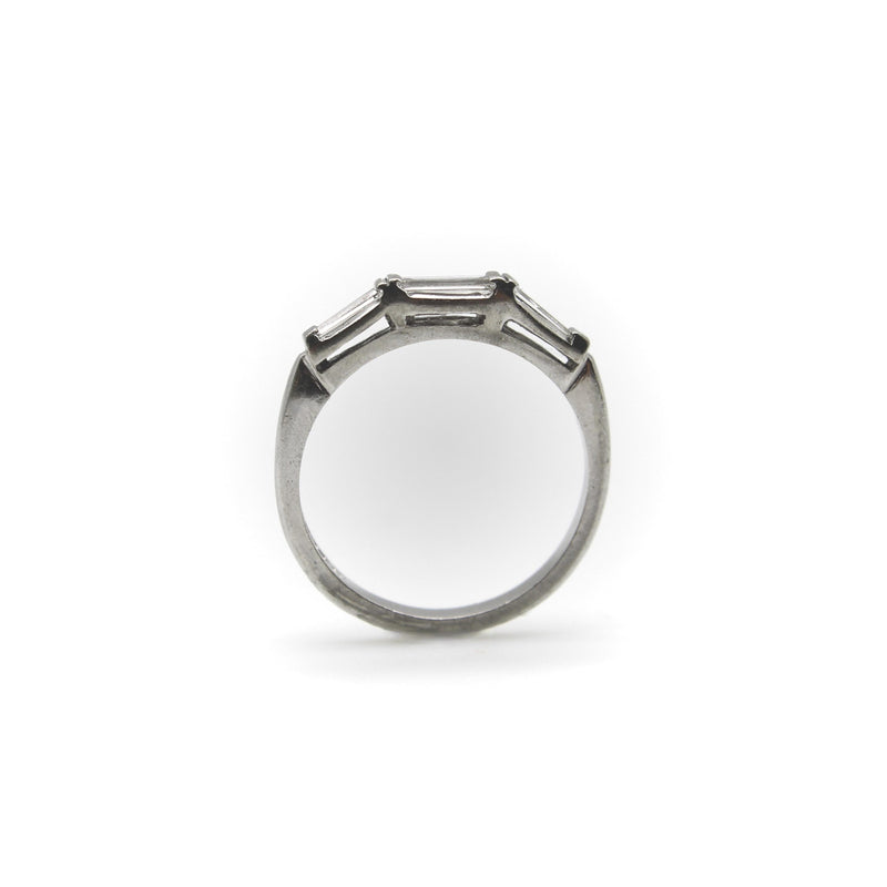 Mid-Century Modern Platinum Diamond Baguette Ring/ Band jewelry Kirsten's Corner 