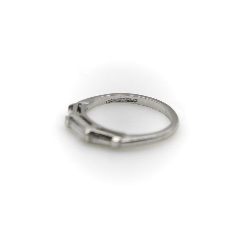 Mid-Century Modern Platinum Diamond Baguette Ring/ Band jewelry Kirsten's Corner 