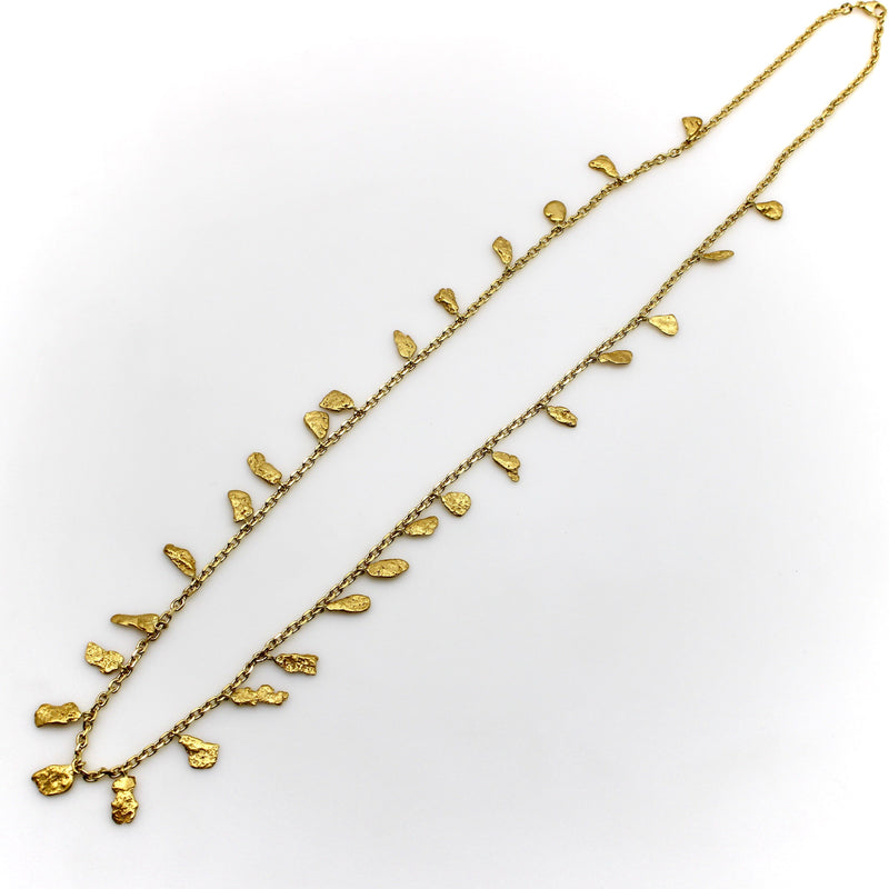 22 - 24K Gold Nugget Fringe Necklace on 18K Gold Italian Chain Chains Kirsten's Corner 