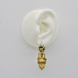 Etruscan Revival Ram’s Head and Amphora 14K Gold Cannetille Earrings jewelry Kirsten's Corner 
