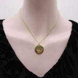 18K Gold Tibetan Mirror Pendant with Diamond and Chain by Me & Ro Kirsten's Corner 
