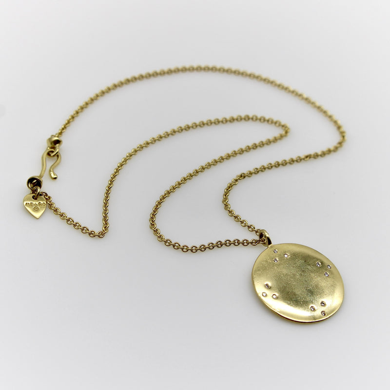 18K Gold Tibetan Mirror Pendant with Diamond and Chain by Me & Ro Kirsten's Corner 