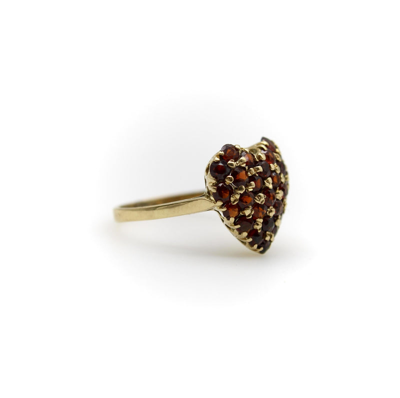 Vintage 18K Gold Pave Garnet Heart Ring ring Kirsten's Corner 
