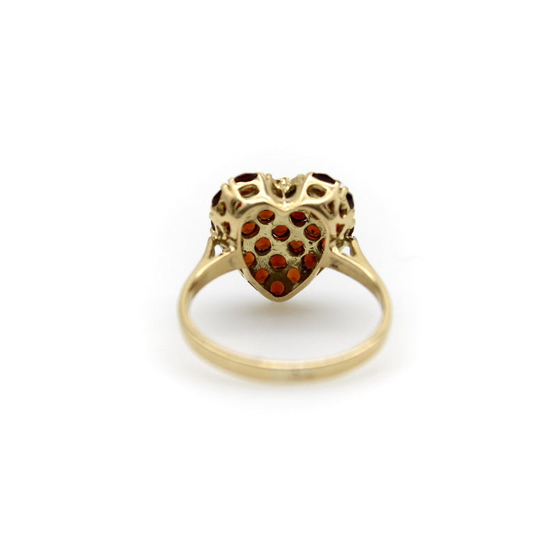 Vintage 18K Gold Pave Garnet Heart Ring ring Kirsten's Corner 
