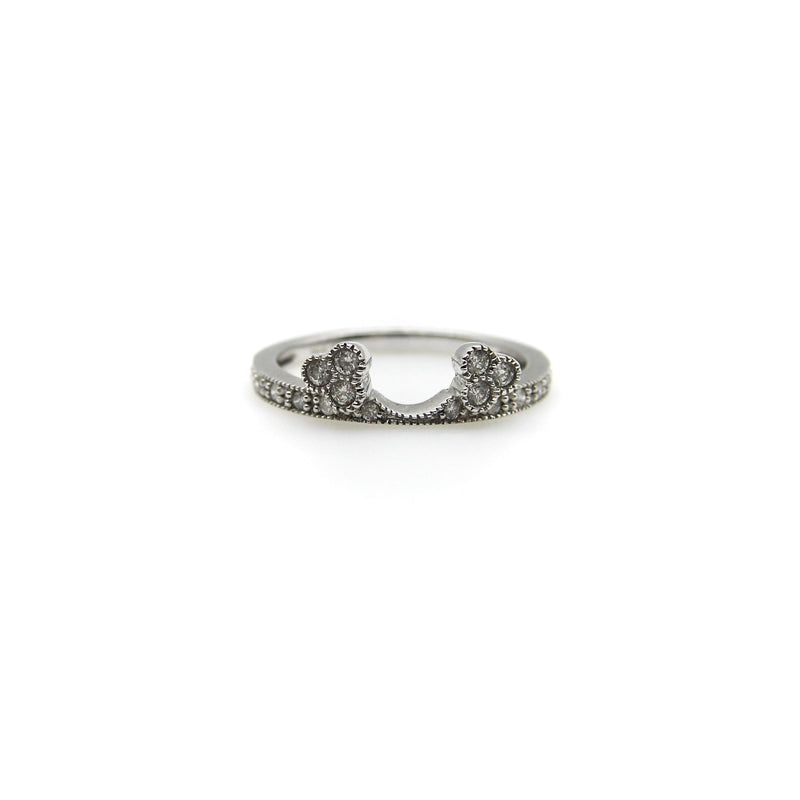 14K White Gold Contoured Wedding Band With Diamonds Ring Kirsten's Corner 