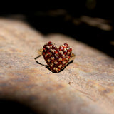 Vintage 18K Gold Pave Garnet Heart Ring ring Kirsten's Corner 