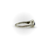 Art Deco 14K White Gold Diamond and Sapphire Ring Kirsten's Corner 