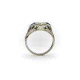 Art Deco 14K White Gold Diamond and Sapphire Ring Kirsten's Corner 