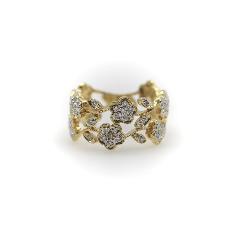 Vintage 14K Gold Flower Filigree Diamond Ring jewelry Kirsten's Corner 
