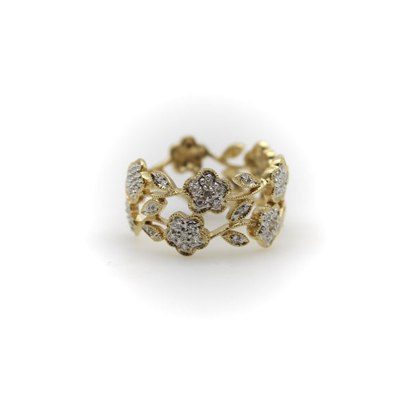 Vintage 14K Gold Flower Filigree Diamond Ring jewelry Kirsten's Corner 