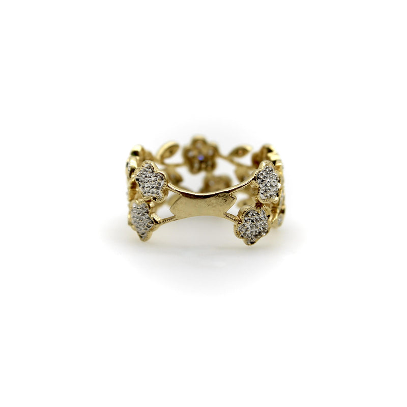 Vintage 14K Gold Flower Filigree Diamond Ring jewelry Kirsten's Corner 