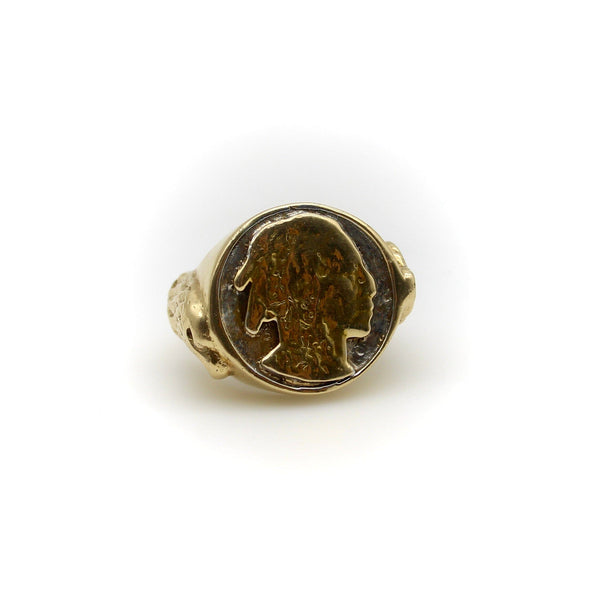 Vintage 14K Gold American Indian Portrait Buffalo Nickel Ring Rings Kirsten's Corner 