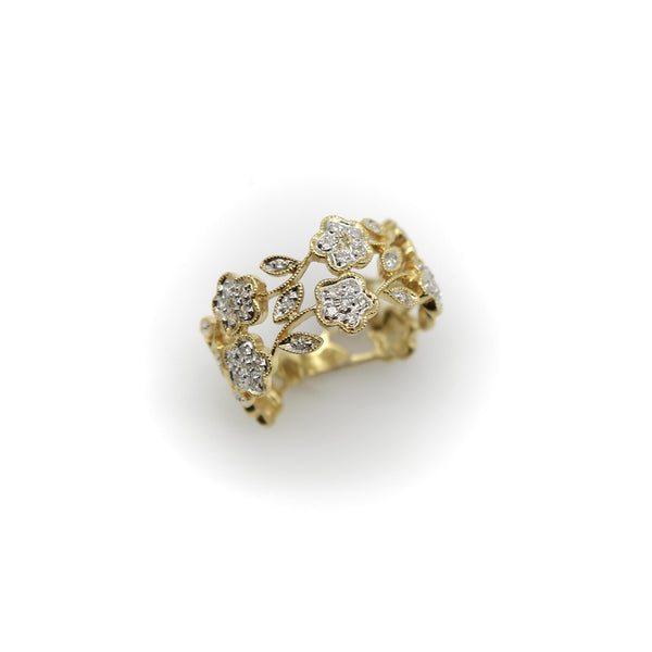 Vintage 14K Gold Flower Filigree Diamond Ring jewelry Kirsten's Corner 