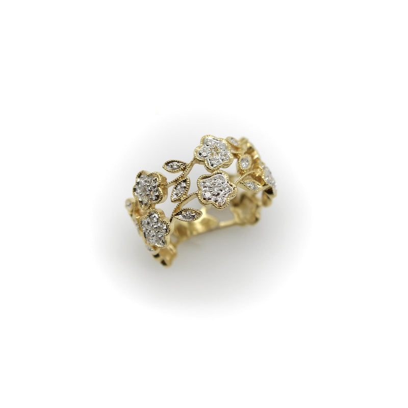 Vintage 14K Gold Flower Filigree Diamond Ring jewelry Kirsten's Corner 