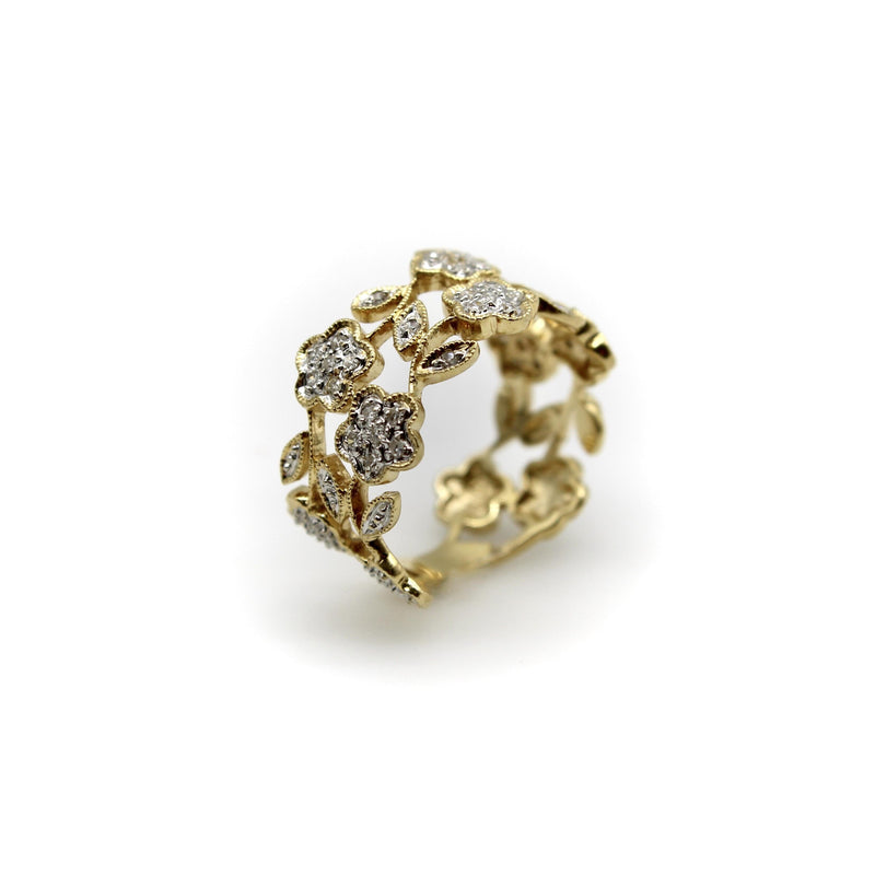 Vintage 14K Gold Flower Filigree Diamond Ring jewelry Kirsten's Corner 