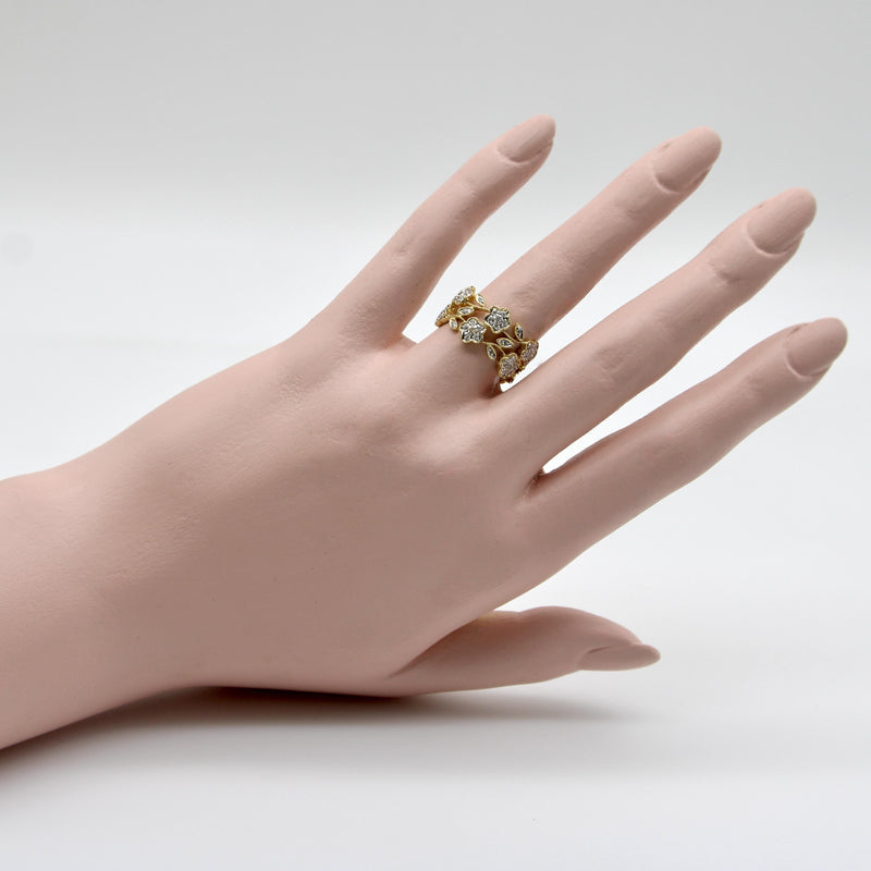 Vintage 14K Gold Flower Filigree Diamond Ring jewelry Kirsten's Corner 