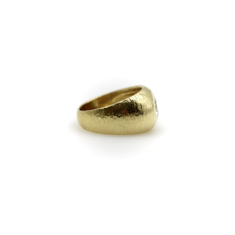 Edwardian 18K Gold Hand-Hammered Rubover Setting Old European Cut Diamond Ring ring Kirsten's Corner 