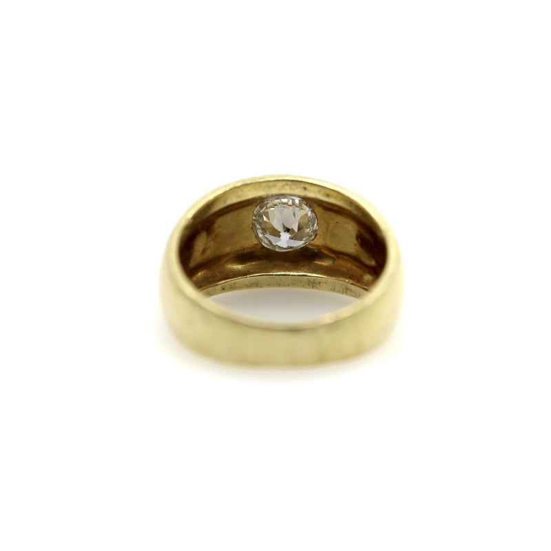 Edwardian 18K Gold Hand-Hammered Rubover Setting Old European Cut Diamond Ring ring Kirsten's Corner 