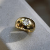 Edwardian 18K Gold Hand-Hammered Rubover Setting Old European Cut Diamond Ring ring Kirsten's Corner 