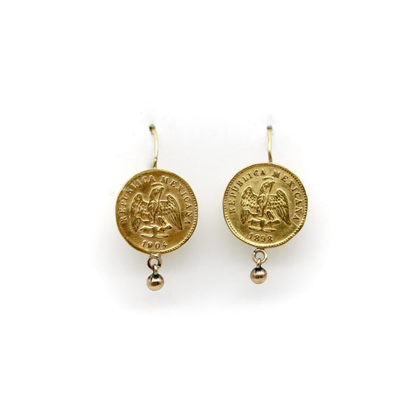 21 Karat Mexican Peso Earrings From the Turn of the 20th Century jewelry Kirsten's Corner 