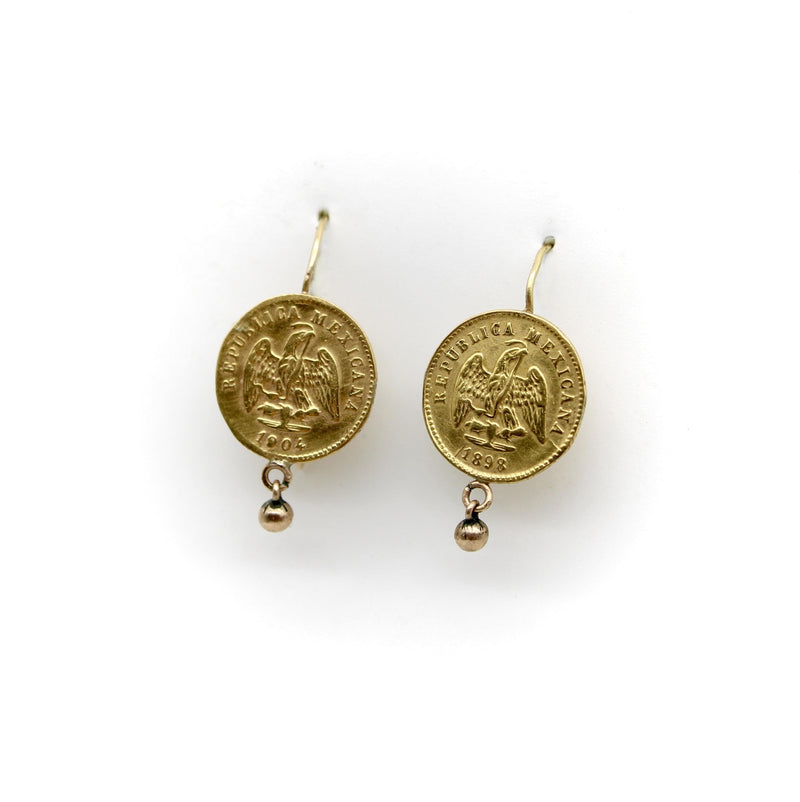 21 Karat Mexican Peso Earrings From the Turn of the 20th Century jewelry Kirsten's Corner 