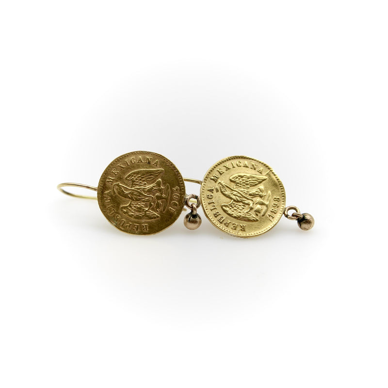 21 Karat Mexican Peso Earrings From the Turn of the 20th Century jewelry Kirsten's Corner 