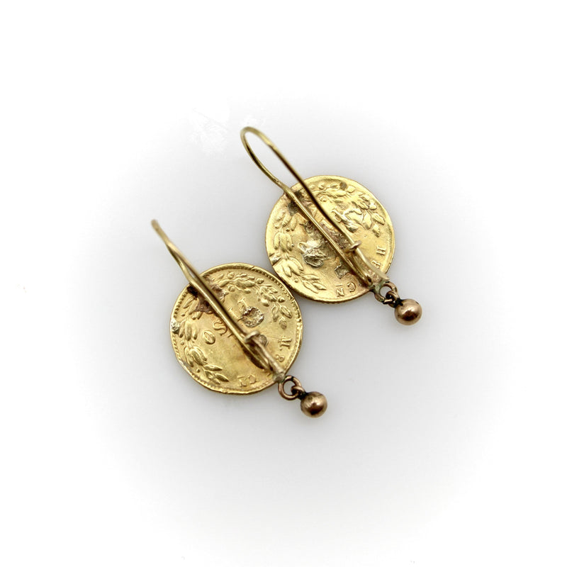 21 Karat Mexican Peso Earrings From the Turn of the 20th Century jewelry Kirsten's Corner 